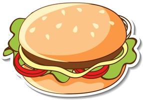 Diseño de etiqueta con una hamburguesa aislado vector