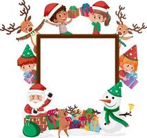 Empty banner with many kids in christmas theme vector