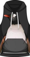 Front of hoodie sleeveless with penguin pattern vector