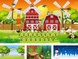 Four different nature horizontal scene vector