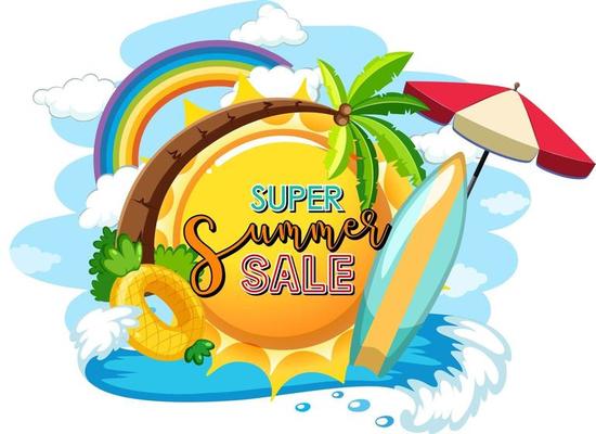 Super Summer Sale logo banner isolated