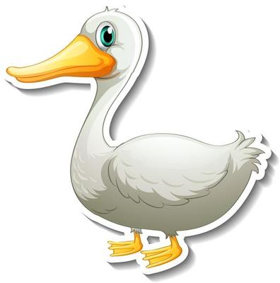 Sticker design with cute duck cartoon character