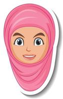 Arab woman cartoon sticker on white background vector