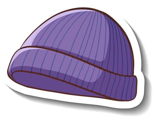 A sticker template with a purple beanie hat isolated