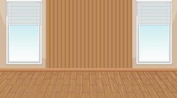 Habitación vacía con ventana y suelo de parquet de madera. vector