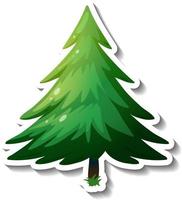 An evergreen tree sticker on white background vector