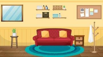 Diseño de interiores de sala de estar con muebles. vector