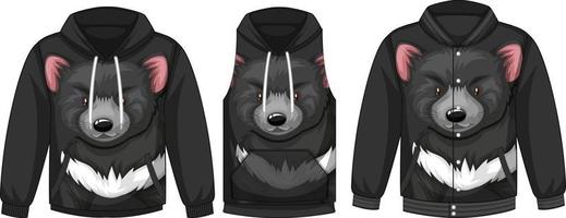 conjunto de diferentes chaquetas con plantilla de oso negro vector