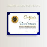 Modern gradient color certificate template design with gold color vector