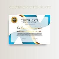 Modern gradient color certificate template design with gold color vector