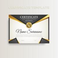 Modern gradient color certificate template design with gold color vector