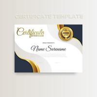 Modern gradient color certificate template design with gold color vector