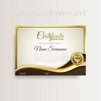 Modern gradient color certificate template design with gold color vector