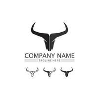 Bull and buffalo head cow logo design vector animal horn