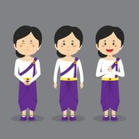 personaje de camboya con varias expresiones. vector