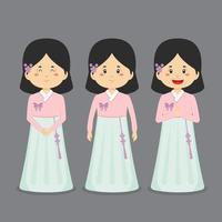 South Korea Character with Various Expression vector