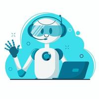 Smiling chat bot character robot vector