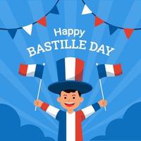 niño celebrando el día de la bastilla en francia vector