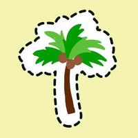 Coconut palm icon isolated on yellow background vector