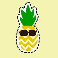 Pineapple in sunglasses icon isolated on yellow background vector