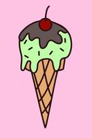 Vector ice cream in cone. Cartoon style