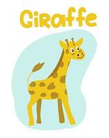 Hand drawn vector giraffe. Cute cartoon baby illustration