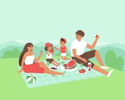 Family eating fruits in nature vector