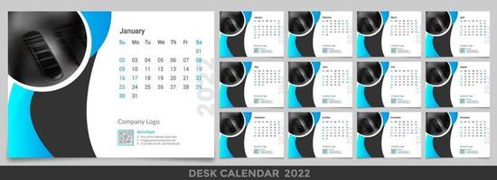 Calendar 2022 week start Sunday corporate design template vector