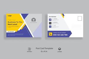 Corporate business postcard design template with modern layout design vector