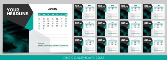 calendario 2022 semana inicio domingo diseño corporativo plantilla vector
