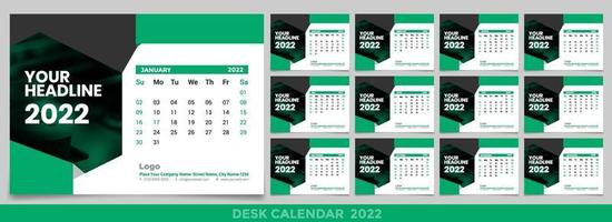 calendario 2022 semana inicio domingo diseño corporativo plantilla vector