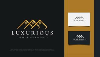 diseño de logotipo de casa de oro de lujo para la identidad de la industria inmobiliaria vector