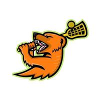 mongoose with lacrosse side mascot retro vector