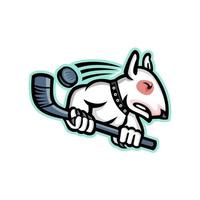 bull terrier with ice hockey stick vector