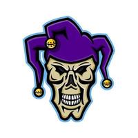 jester skull front mascot retro vector