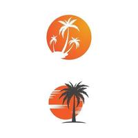 Ilustración de vector de plantilla de logotipo de verano de palmera