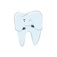 Cute winking tooth in cartoon style vector