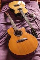 Two classic guitar in bed photo