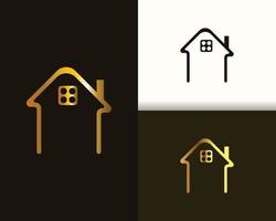 Modern Luxury Golden Real Estate and Construction Logo In Line Style vector