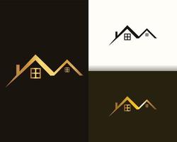 logotipo de construcción y bienes raíces dorado de lujo moderno vector