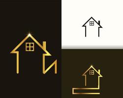logotipo de construcción y bienes raíces dorado de lujo moderno vector