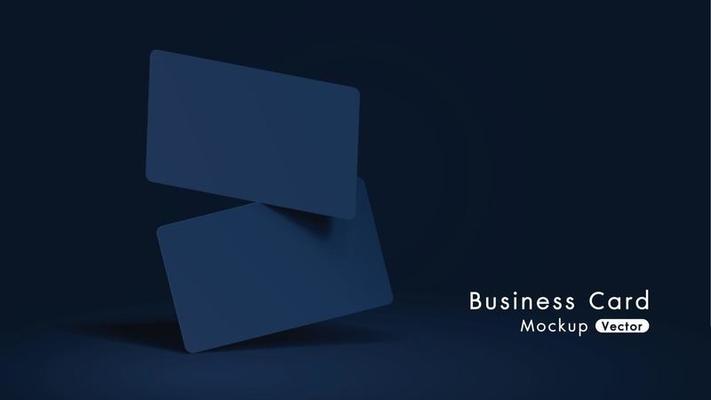 Elegant navy business cards mockup tamplate with dark background.