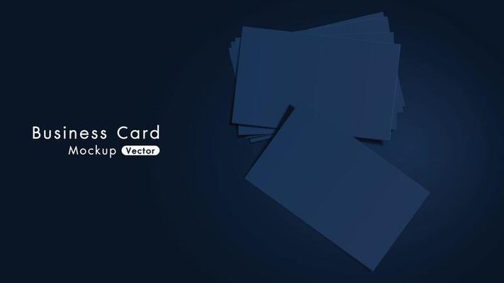 Elegant navy business cards mockup tamplate with dark background.