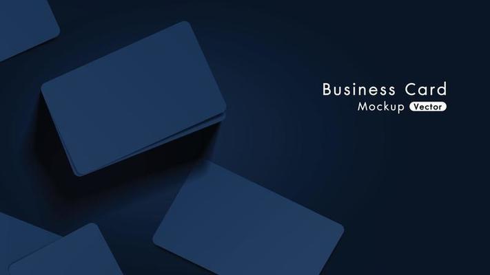 Elegant navy business cards mockup tamplate with dark background.