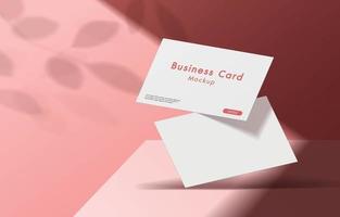 Modern white business cards mockup tamplate with pink background. vector