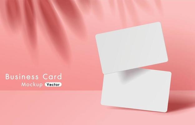 Modern white business cards mockup tamplate with pink background.