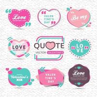 Vector conjunto de texto de cita creativa del día de San Valentín con forma de corazón