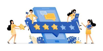 rating and review of user satisfaction in mobile apps development vector