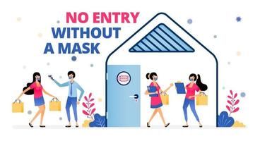 warning keep wearing masks complying with health protocol meeting vector