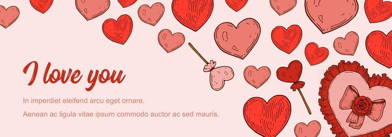 Valentines day horizontal greeting card